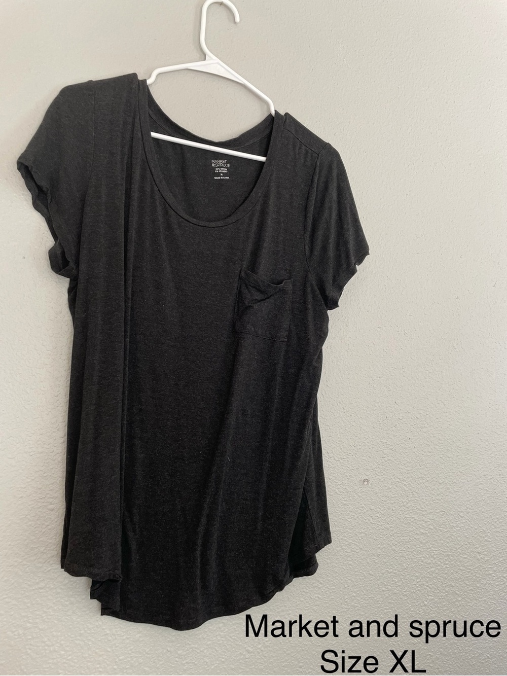 Women's Black Scoop Pocket Tee